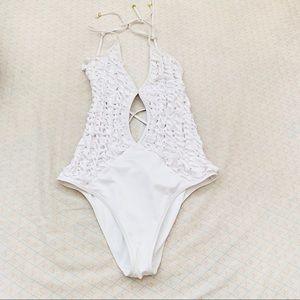 Elegant White One-Piece Swimsuit
